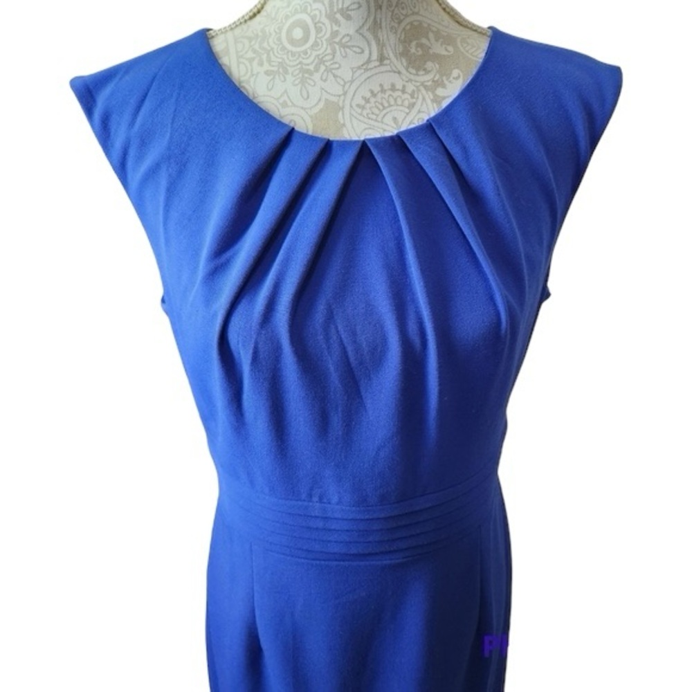 Chelsea Rose Cobalt Blue Sheath Dress Pleated Waist Office Formal Sz 10 - Picture 4 of 10